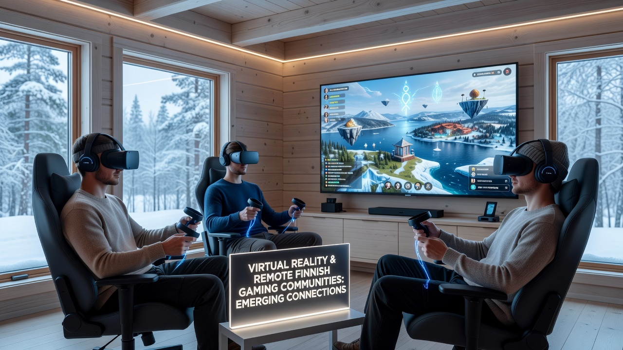 Group of remote Finnish gamers using VR headsets in coordinated online sessions